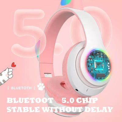 Bluetooth noir Cat Headphones, écouteurs sans fil pliables de Bluetooth