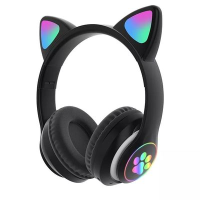 Bluetooth noir Cat Headphones, écouteurs sans fil pliables de Bluetooth