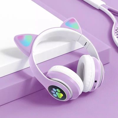 Bluetooth noir Cat Headphones, écouteurs sans fil pliables de Bluetooth