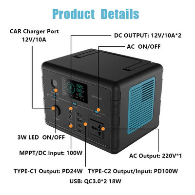 centrale solaire de 500W Lifepo4, certificats portatifs de FCC de la CE ROHS de centrale 518wh